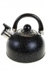 Чайник нержавеющий 2,5 л со свистком (ВЕ-0539) черный мрамор (Веббер)