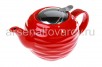 Чайник заварочный керамический 0,8 л с металлическим фильтром (Ф19-001R) красный (Розарио)