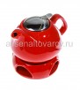 Чайник заварочный керамический 0,8 л с металлическим фильтром и подставкой (Ф19-024R) красный (Розарио)