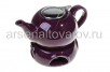 Чайник заварочный керамический 0,75 л с металлическим фильтром и подставкой (Ф19-057R) фиолетовый (Розарио)