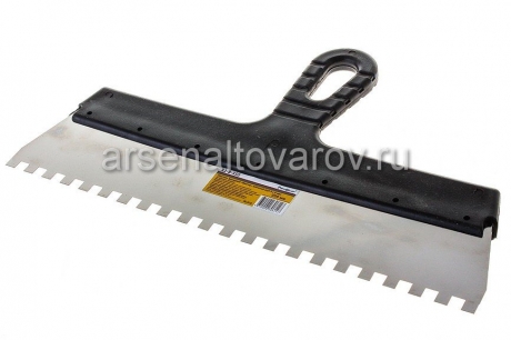 шпатель фасадный нержавеющий зубчатый 350 мм зуб 8*8 мм Ремоколор Мастер (12-8-350)