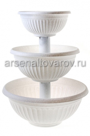 кашпо для цветов пластиковое из 3 шт 35,5 л 52,5*22*51 см каскад мраморное Ливия (М 3198) (Идея)