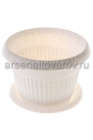 Кашпо для цветов пластиковое 2,8 л 20*11,5 см с поддоном мрамор Ливия (М 3019) (Идея)