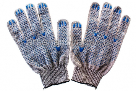 перчатки рабочие х/б с ПВХ 10 класс Точка Норма Березка (черный манжет) (Россия)