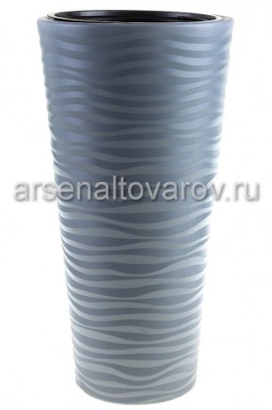 кашпо напольное пластиковое 5/25 л 29*57,5 см со вставкой серое Оазис (М8076) (Башкирия)