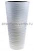 Кашпо напольное пластиковое 10/43 л 35*68,5 см со вставкой белое Оазис (М8078) (Башкирия)