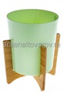 кашпо пластиковое 1,8 л 17*18,5 см с бамбуковой подставкой для цветов зеленое Алессия (М8266) (Башкирия)