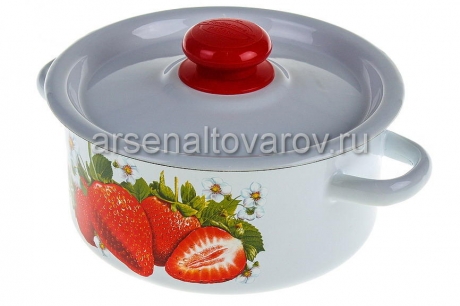 кастрюля эмалированная 2 л (С1610.П) с рисунком (Сибирские товары)