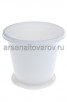 Кашпо пластиковое  2 л 17*16 см с поддоном для цветов белое Эконом (М7253) (Башкирия)
