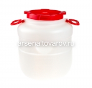 Бочка пластиковая 30 л для пищевых диаметр горла 195 мм круглая с навесными ручками Дачная белая (Ижевск)