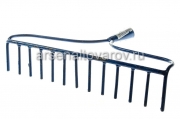 Грабли прямые 13 зубьев выносная тулейка без черенка синие Евро (Металлик)
