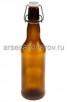 Бутылка стеклянная 0,5 л бугельная пробка Пиво коричневая (Россия) 