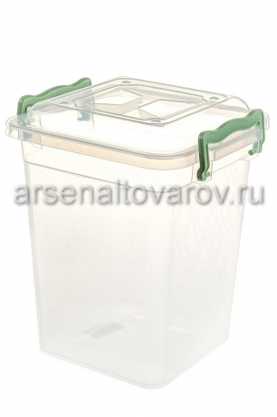 контейнер для продуктов пластиковый 6 л (224*202*260 мм) с ручками (М5239) прозрачный (Башкирия)