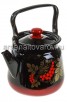 Чайник эмалированный 3,5 л (С2716.38) красно-черный с рисунком (Сибирские товары)