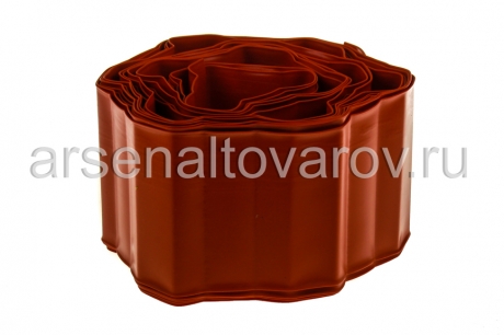 лента бордюрная садовая волнистая 20 см*9 м кирпичная (Судогда) (256011)