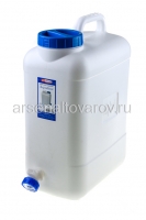 Канистра пластиковая 16 л для пищевых с краном Аквалайн (ЭП383) белая (Эльфпласт)