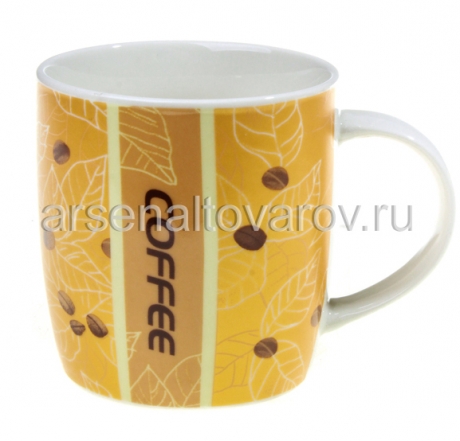 кружка чайная керамическая 340 мл (BR06/2783J) Бочка низкая Азбука кофе (КНР)