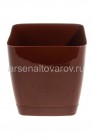 кашпо пластиковое 3 л 17*17 см с поддоном для цветов коричневое Крокус (07057) (Ар-Пласт)