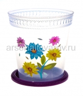 Кашпо для орхидеи пластиковое 3 л 19*18,5 см с поддоном фиолетовое Орхидея (07029) (Ар-Пласт)