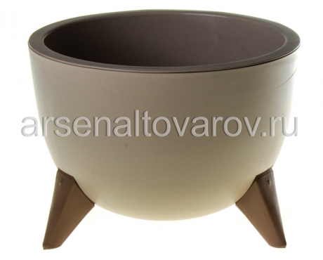 кашпо для цветов пластиковое 4,5 л 19*25 см на ножках кремовое Грация (КШ-4193) (BMC)