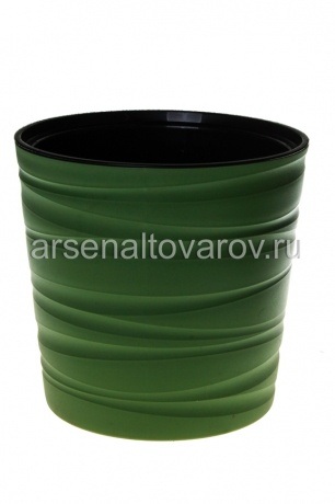 кашпо напольное пластиковое 8 л 25*26 см со вставкой оливковое Модерн Мини (КШ-9541) (BMC)
