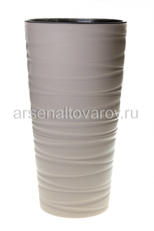 кашпо напольное пластиковое 15 л 30*58 см со вставкой пудровое Модерн Максимум (КШ-9528) (BMC)