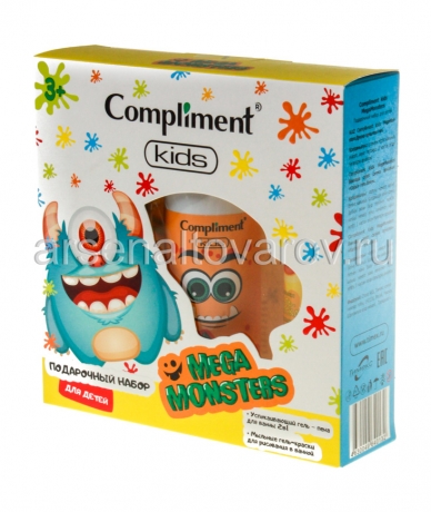 парфюмерный набор детский Комплимент №1801 Мегамонстры (пена д/ван 200 мл + краска для ванн 2 шт*50 мл) (Тимекс)