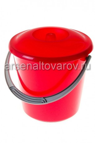ведро пластиковое 10 л для пищевых с крышкой Соло (С633ККРА) красный перламутр (Мартика)