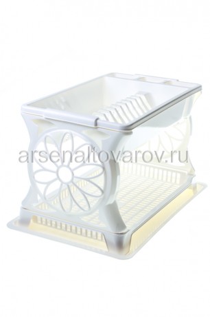 сушилка для посуды пластиковая двухъярусная 48*31*28,5 см (16013) белая (Ар-Пласт)