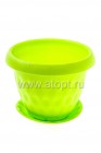 кашпо пластиковое 2,8 л 20*16 см с поддоном для цветов зеленое Розетта (С127ЗЕЛ) (Мартика)