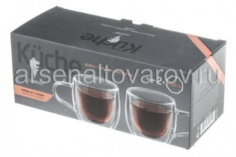 набор кружек стеклянный (2 шт) 150 мл с двойными стенками Арома (Леонорд)