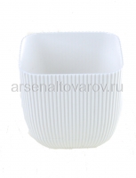 Кашпо для цветов пластиковое 0,27 л 8*7 см с поддоном белое Агава (А261) (Ар-Пласт)