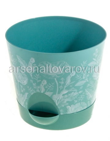 кашпо для цветов пластиковое 2,7 л 15,5*18 см с прикорневым поливом Маки Ника (М 3078) (Идея)