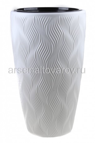 кашпо напольное пластиковое 5/24 л 29,5*50 см со вставкой белое Флэйм (М8883) (Башкирия)