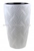 Кашпо напольное пластиковое  5/24 л 29,5*50 см со вставкой белое Флэйм (М8883) (Башкирия) 