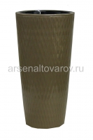 Кашпо напольное пластиковое 5,6/15,5 л 25,5*48 см со вставкой серо-коричневое Керама (583) (Эльфпласт)
