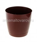 кашпо пластиковое 2,5 л 17*17 см с поддоном для цветов коричневое Крокус (07060) (Ар-Пласт)