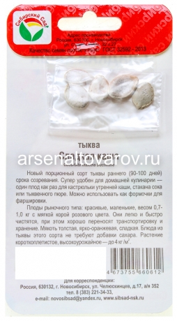 семена Тыква Сладкая каша 5 шт цветной пакет годен до 31.12.2027 (Сибирский сад)