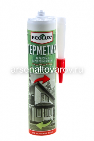герметик акриловый Эколюкс 290 мл белый паропроницаемый наружный (Сот-Комби)