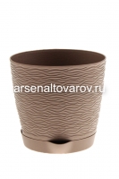 Кашпо для цветов пластиковое 1,5 л 14*13,5 см с поддоном фраппе Блюз (КШ-9781) (BMC)