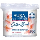 палочки ватные Аура 200 шт пакет (Марал-Т)
