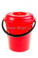 Ведро пластиковое 12 л для пищевых с крышкой (04112) красное (Пятигорск)