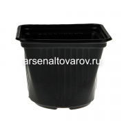 Горшок для рассады пластиковый 13*13*10,5 см 1000 мл квадратный мягкий черный (АК)