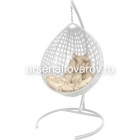 кресло садовое подвесное ротанг одноместное 98*72*186 см грузоподъемность до 120 кг Капля белое (11020119) (Россия)