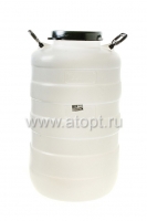 Бочка пластиковая 50 л для пищевых диаметр горла 195 мм круглая с навесными ручками белая (Ижевск)