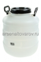 Бочка пластиковая 30 л для пищевых диаметр горла 195 мм круглая с навесными ручками белая (Ижевск)