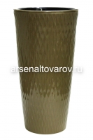 Кашпо напольное пластиковое 15,5/30 л 34*59 см со вставкой серо-коричневое Керама (664) (Эльфпласт)