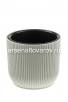 Кашпо для цветов пластиковое  1,1 л 13,5*11,9 см со вставкой светло-серое Линия (656) (Эльфпласт) 