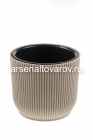 кашпо для цветов пластиковое 1,1 л 13,5*11,9 см со вставкой темно-бежевое Линия (656) (Эльфпласт)