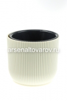 Кашпо для цветов пластиковое 4,6 л 21,3*18,6 см со вставкой слоновая кость Линия (658) (Эльфпласт)